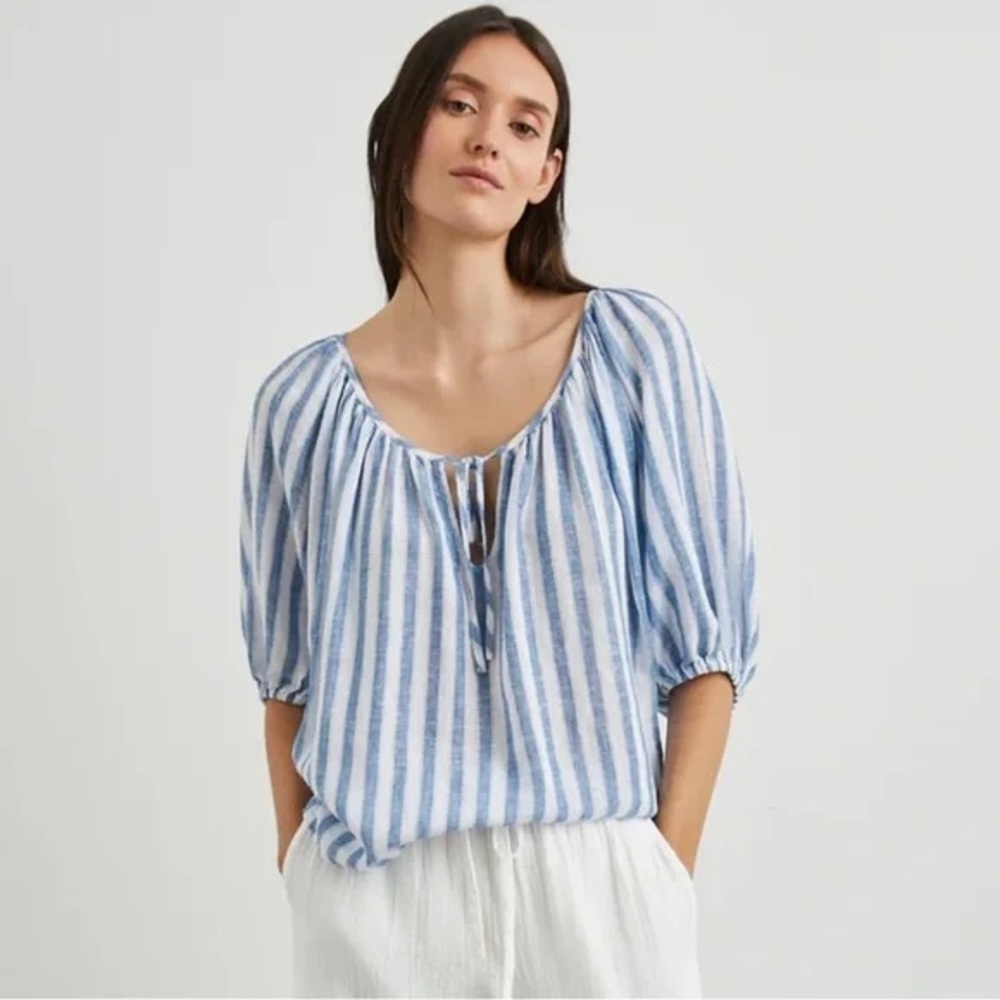 Rails Sky and Ivory Striped Blouse